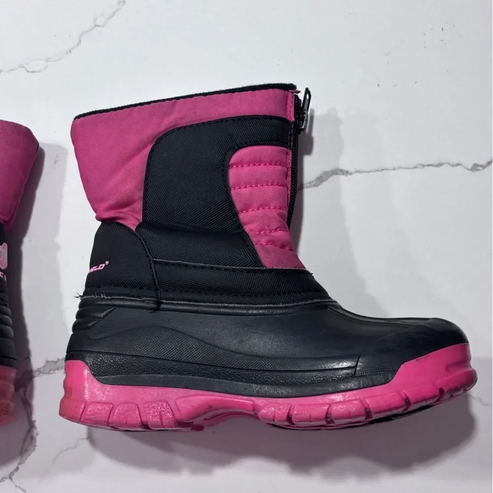 Arctic Shield | Girls Pink Black Padded Winter Snow Boots Size 12 Toddler